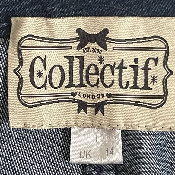 Collectif High-Waisted Side Zip Pinup Jeans, Size L (UK 14) - Picture 6 of 7